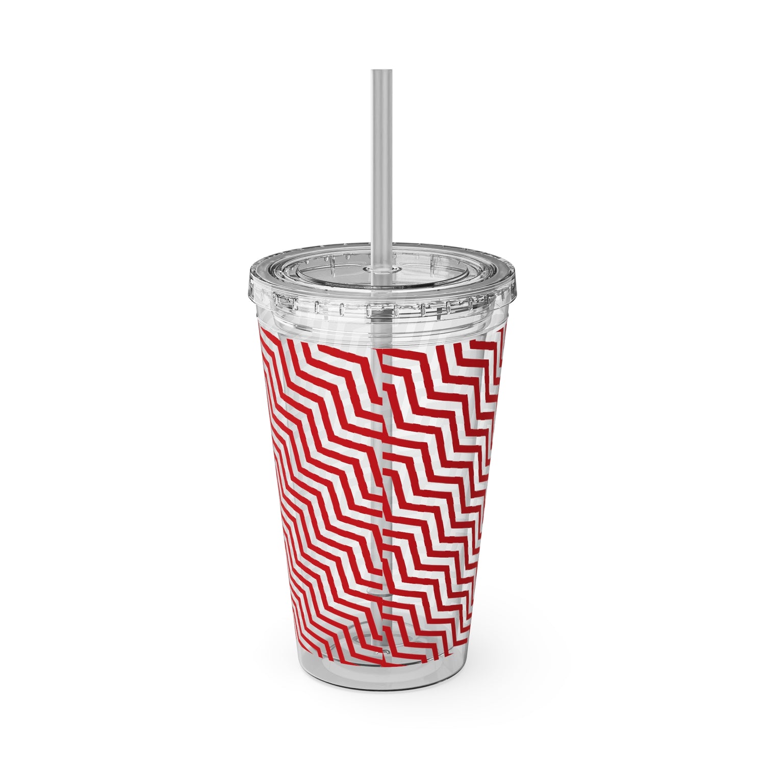 Sunsplash Tumbler with Straw, 16oz- Red