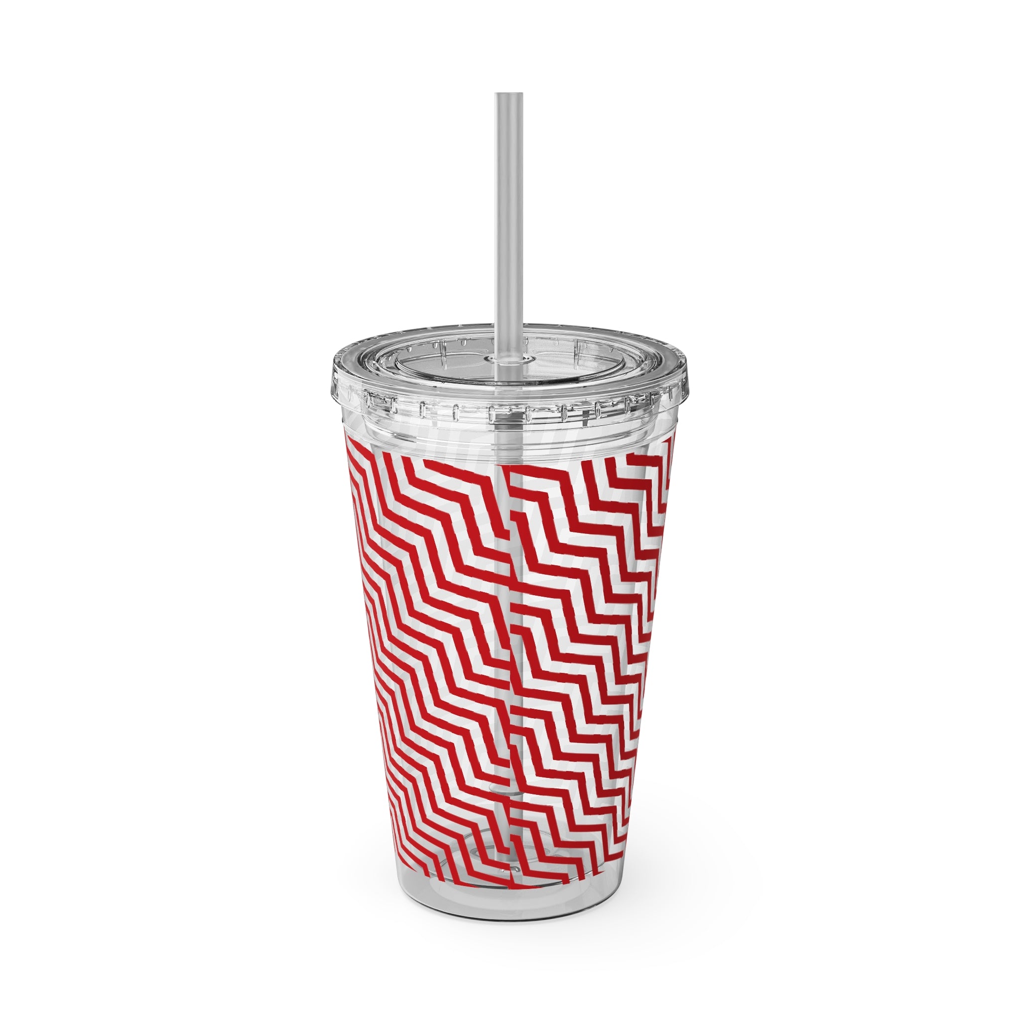 Sunsplash Tumbler with Straw, 16oz- Red