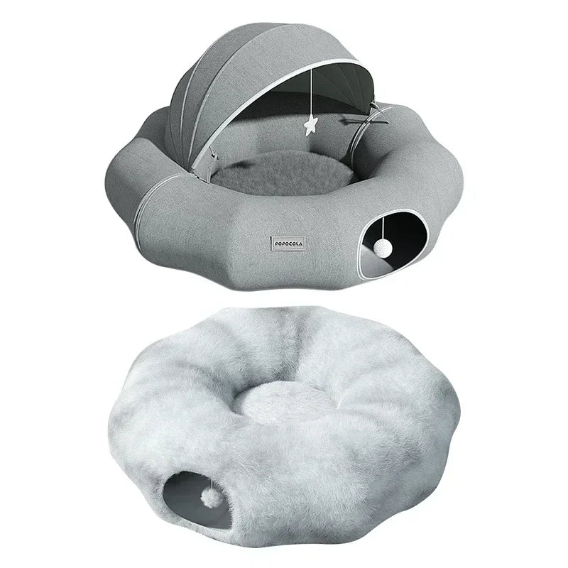 Detachable Cat Tunnel Nest, Pet Cat Toys Interactive, 2 in 1 Donut Tunnel Toys for Cats and Bed for a Cat