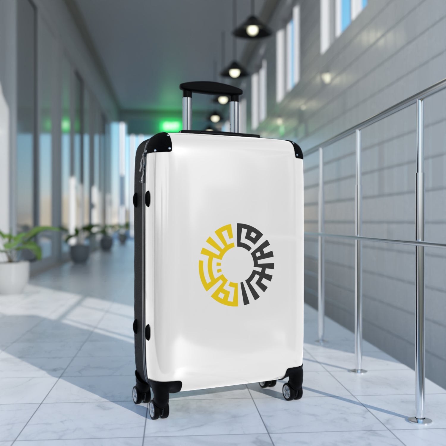 Travel Suitcases- White/Yellow