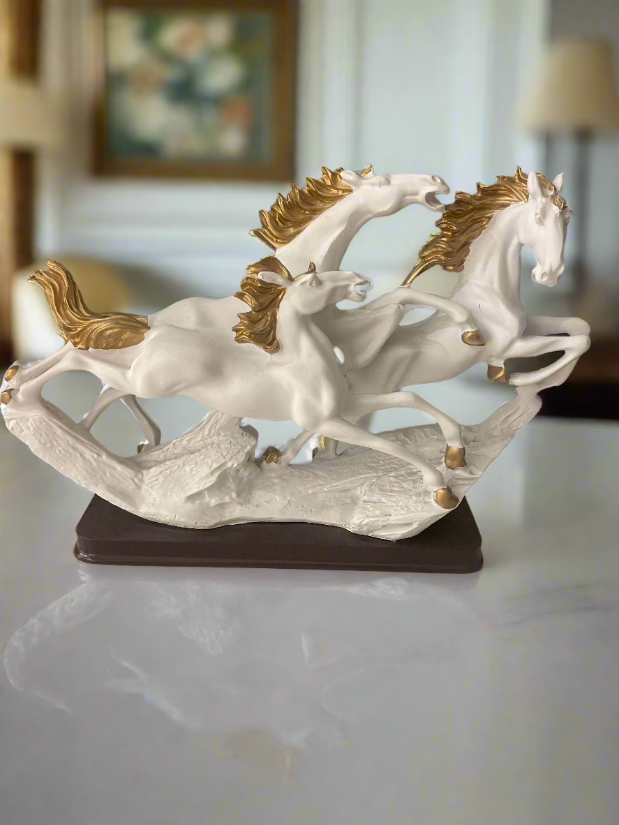 Galloping Horses. White. 45 cm.