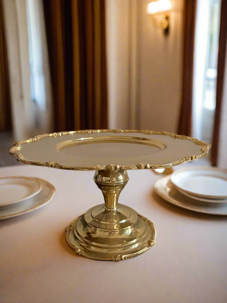 Cake Plate, Golden. 35 cm.