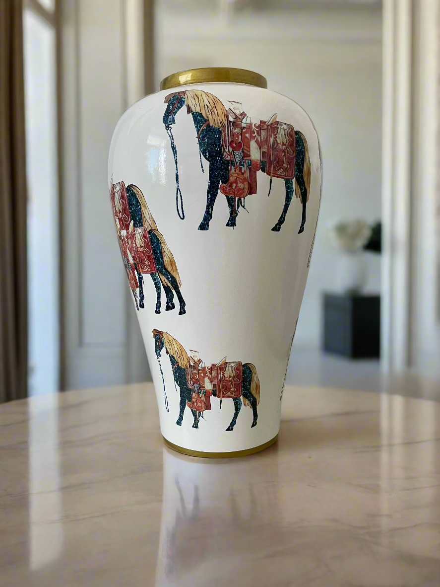 Table Vase, Golden Horse. 42 cm.