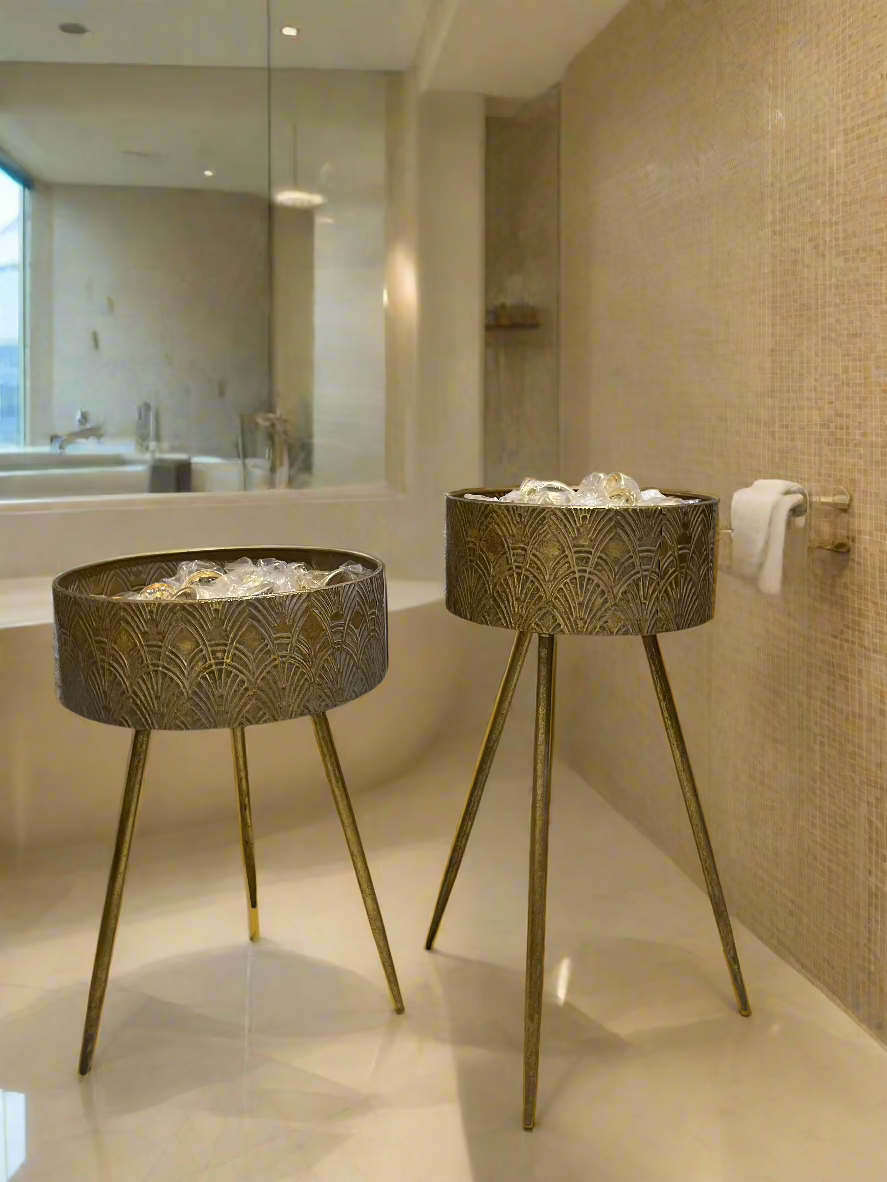 Metal Planters; Gold. 39*39*69 cm. Cyprus