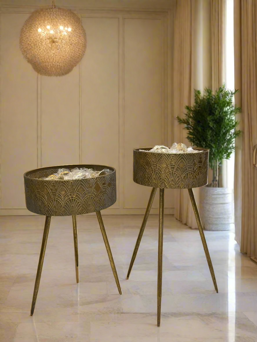 Metal Planters; Gold. 39*39*69 cm. Cyprus