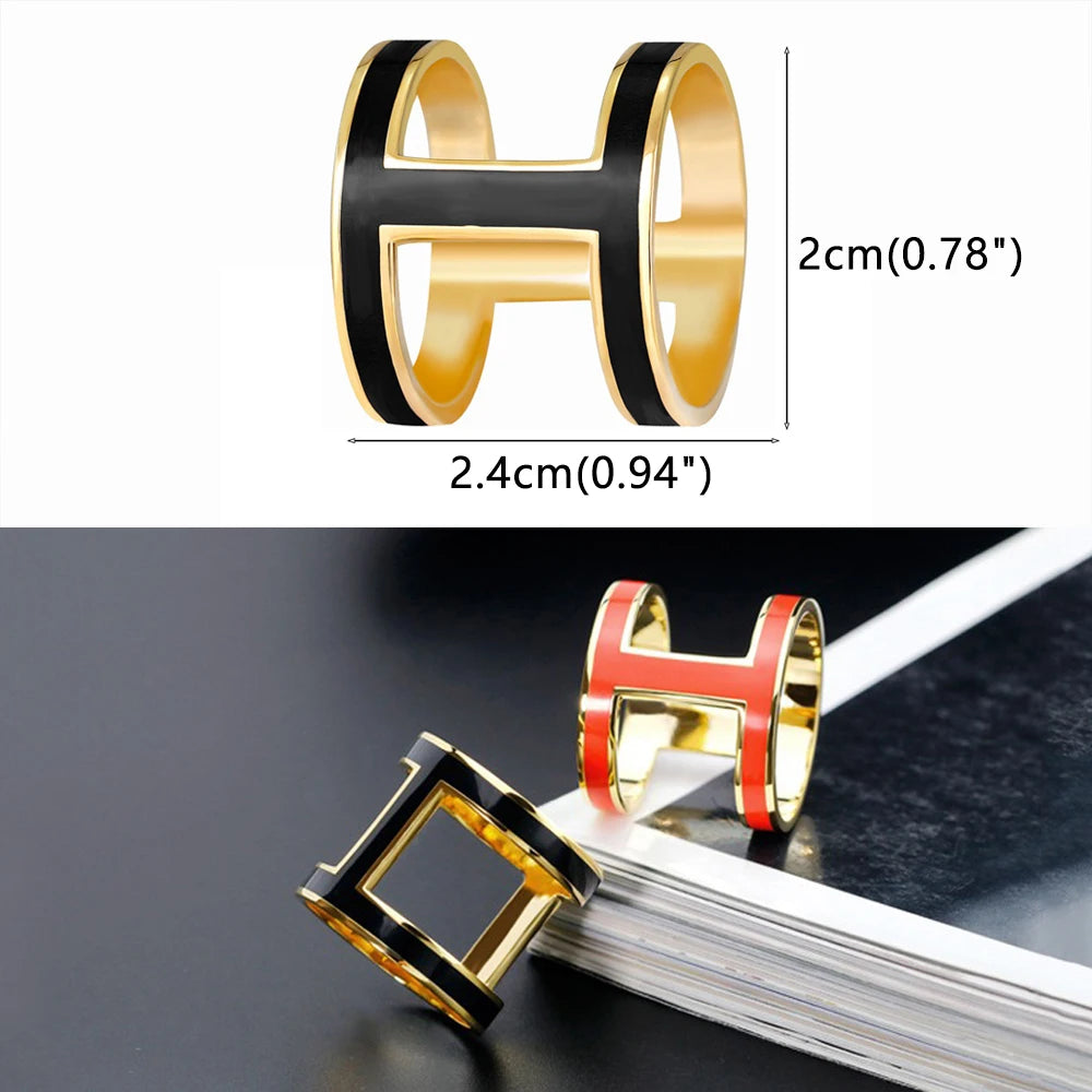 Dual Ring Gold Plated Scarf Buckle, Orange