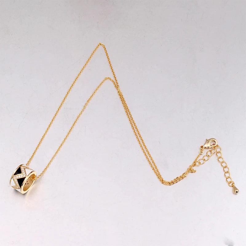 Geometric Gold-plated Pendant/Earrings, White / Black