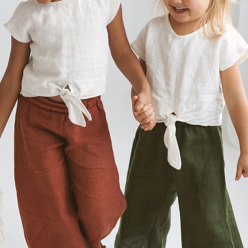 Casual Cotton and Linen White Tank Top With Knot