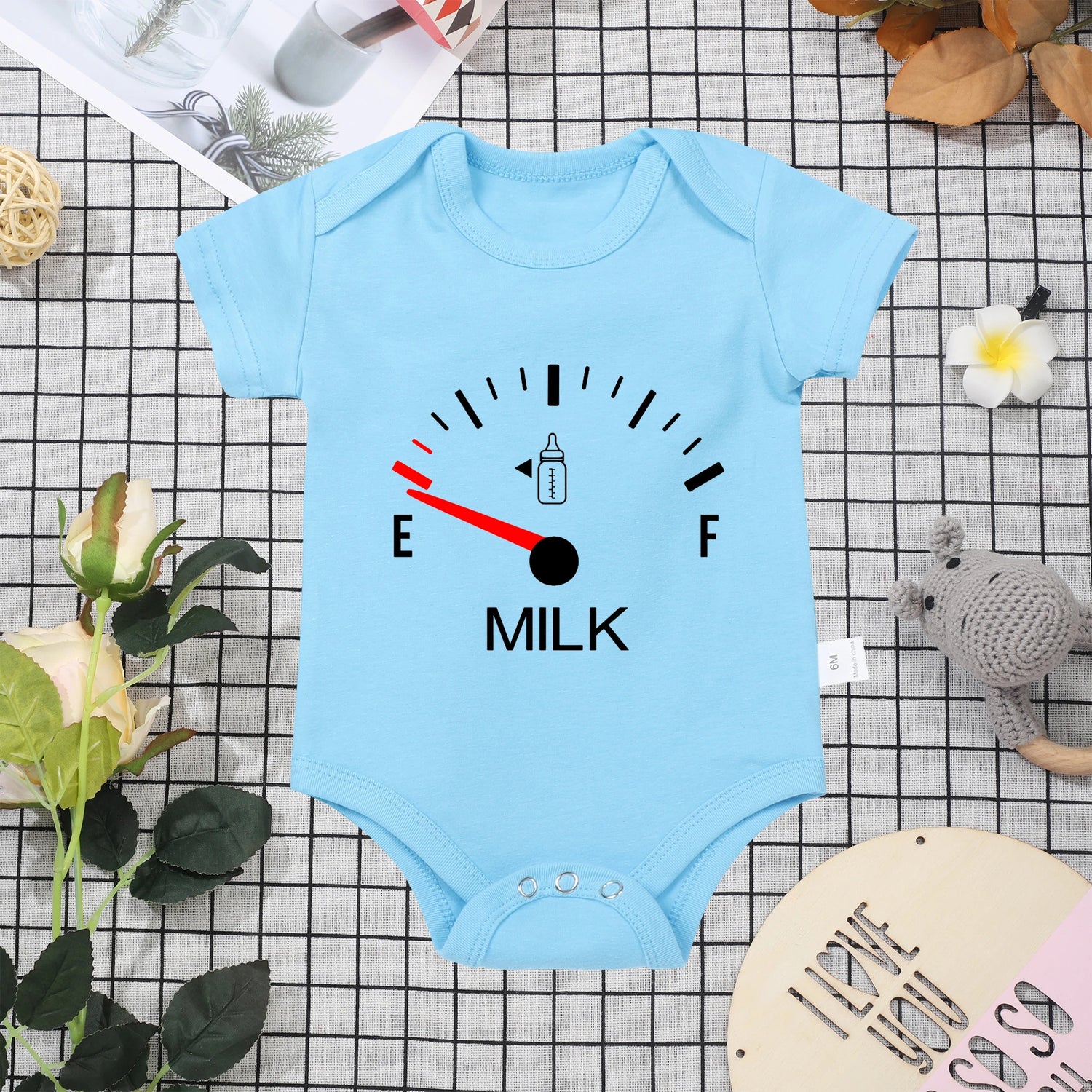 "Bring Mlk" White Cotton  Baby Onesie
