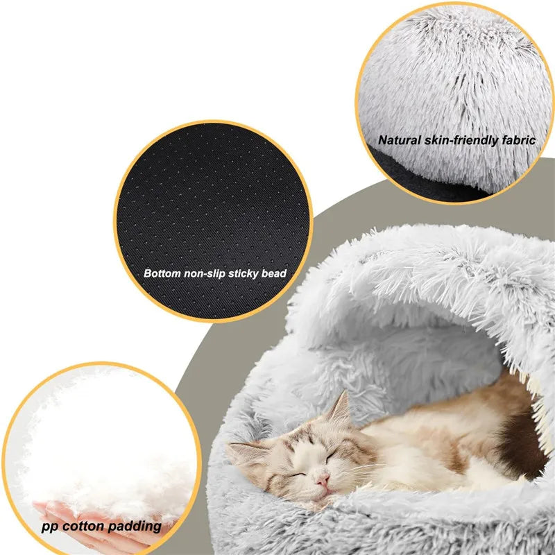 2 in 1 Plush Donut Cuddler Nest for cats or puppies Dog Cat Nest