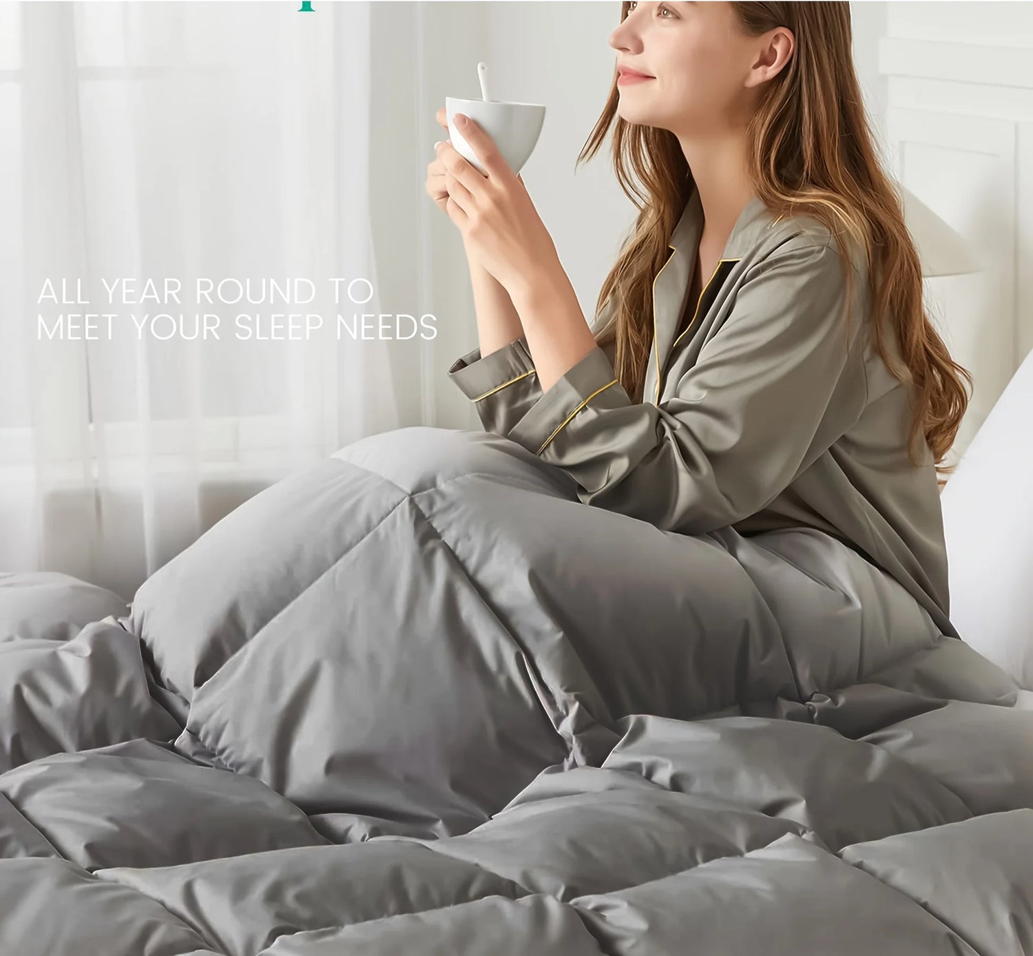 Goose Down Comforter Duvet, Duvet Insert All Season, Lightweight Feather Comforter for Hot Sleeper, Twin/Queen/King Size
