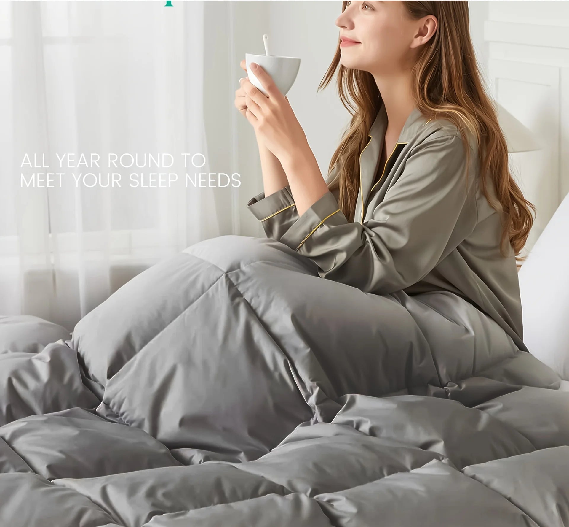 Goose Down Comforter Duvet, Duvet Insert All Season, Lightweight Feather Comforter for Hot Sleeper, Twin/Queen/King Size