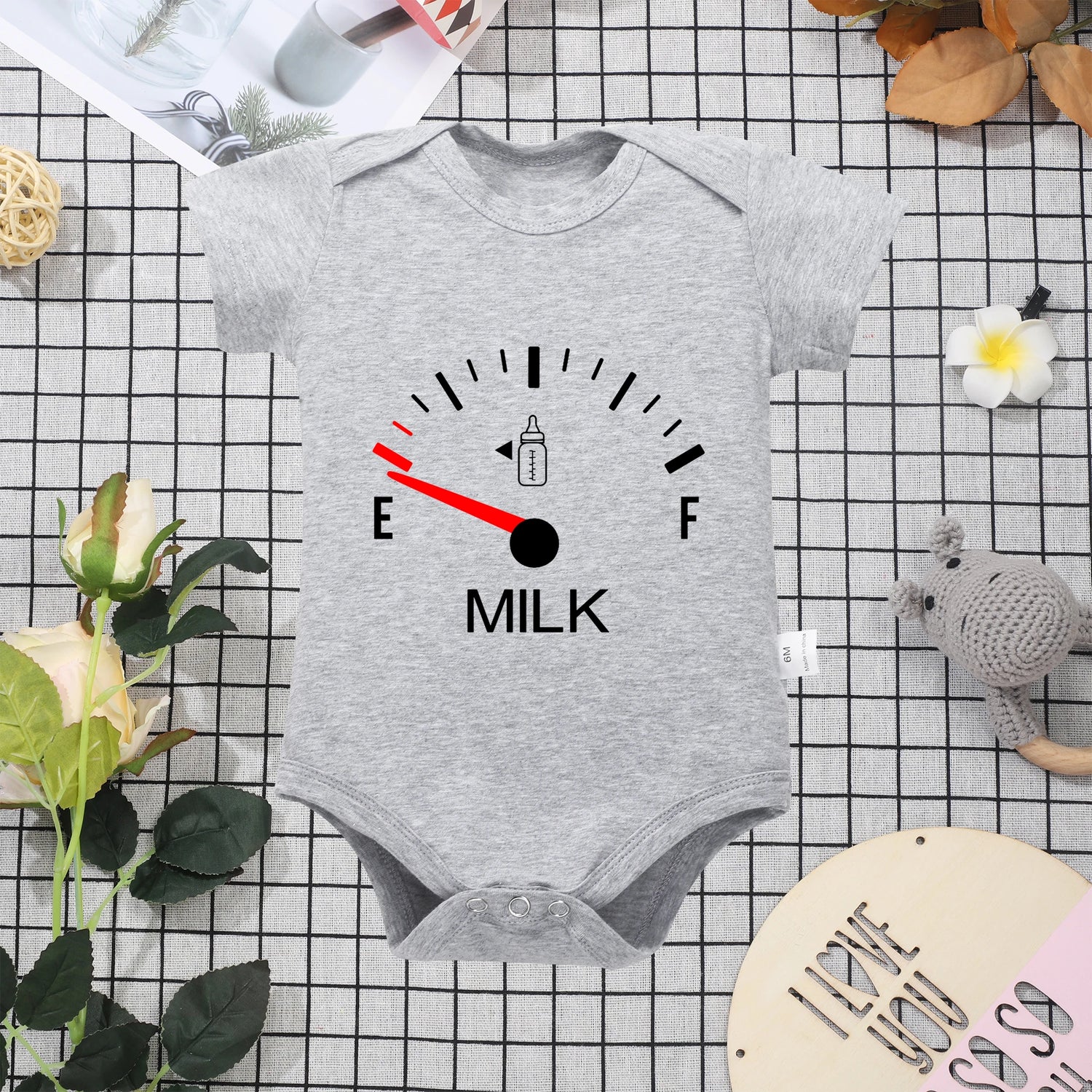 "Bring Mlk" White Cotton  Baby Onesie