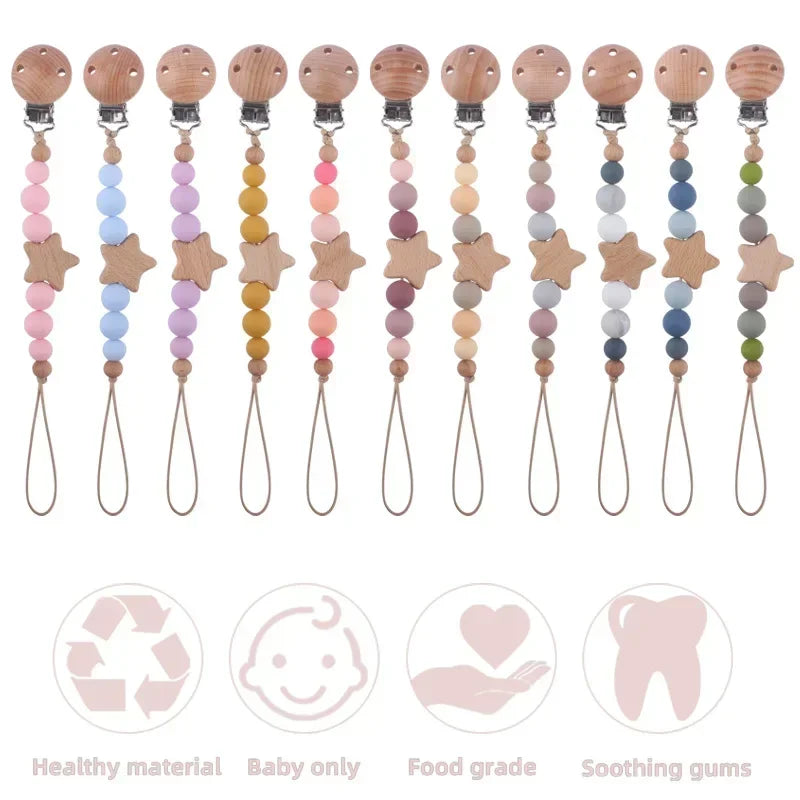 Personalized Wooden  Baby Pacifier Chain