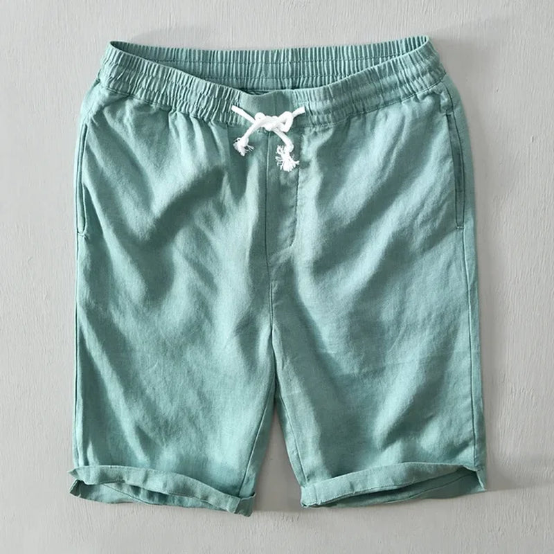 Pure Linen Shorts Men 2024 Summer New Fashion Solid White Loose Holiday Shorts Man Casual Shorts