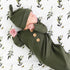 Solid Olive Bamboo Baby Knot Gown & Hat*