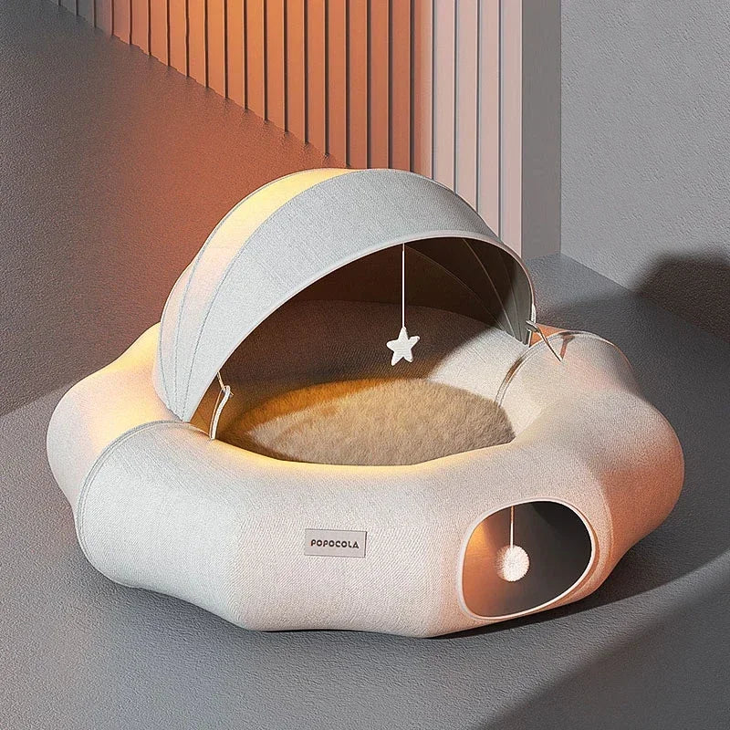 Detachable Cat Tunnel Nest, Pet Cat Toys Interactive, 2 in 1 Donut Tunnel Toys for Cats and Bed for a Cat