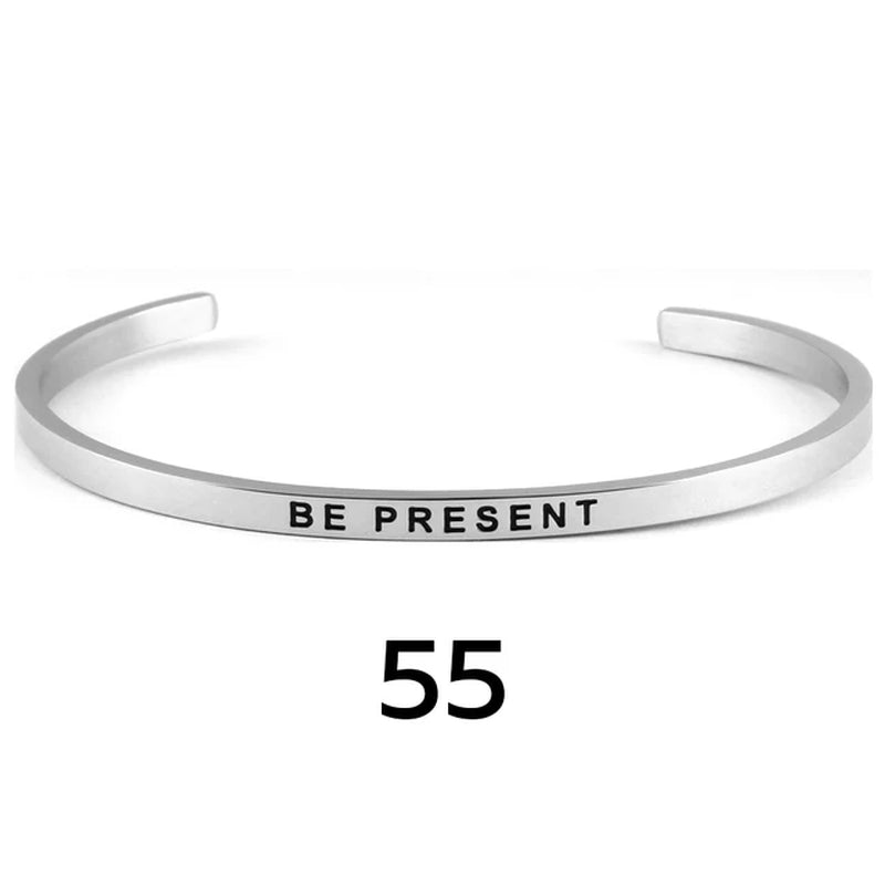 Women Stainless Steel Bangle Inspirational Bracelets Custom Mantra Cuff Band Jewelry Gift for Women