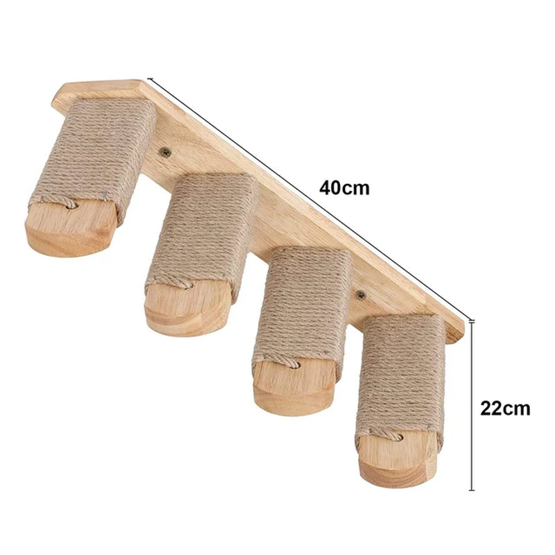 Cat Climbing Shelf Wall Mounted Four Step Stairway with Sisal Scratching Post for Cats Tree Tower Platform Jumping Pet Furniture