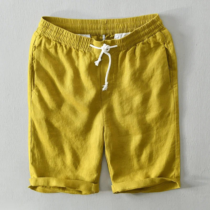 Pure Linen Shorts Men 2024 Summer New Fashion Solid White Loose Holiday Shorts Man Casual Shorts