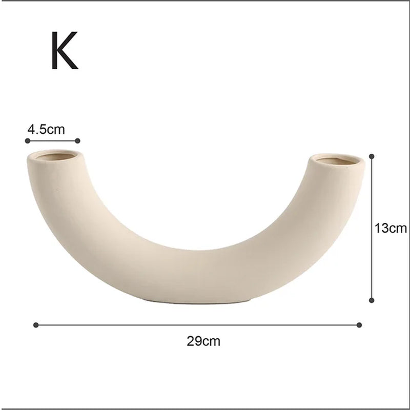 Ceramic Vase Nordic Home Decor Room Decoration Candle Holder Flower Pot Decoration Desktop Art Flower Vases Dropshipping