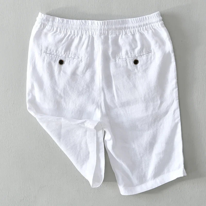 Pure Linen Shorts Men 2024 Summer New Fashion Solid White Loose Holiday Shorts Man Casual Shorts