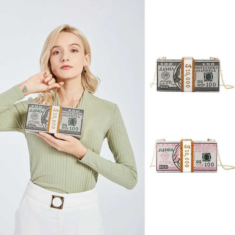 Crystal Money Clutch Bag