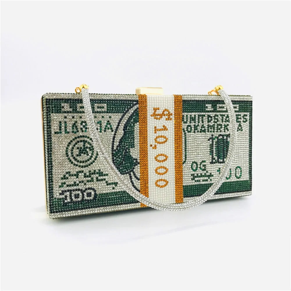Crystal Money Clutch Bag