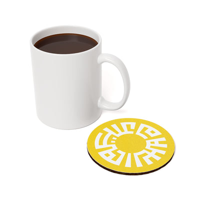 &quot;Salam&quot; Cork Back Coaster- Yellow