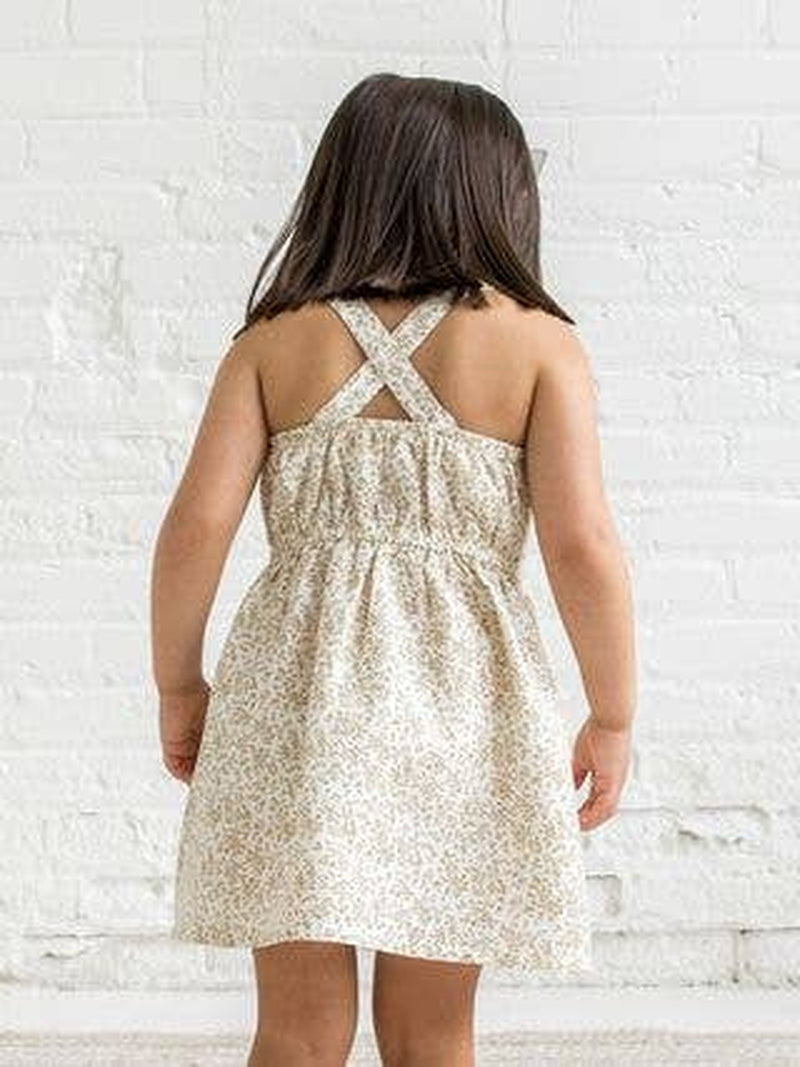 Baby Paloma Linen Button Front Dress - Velma Floral / Latte