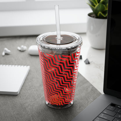 Sunsplash Tumbler with Straw, 16oz- Red