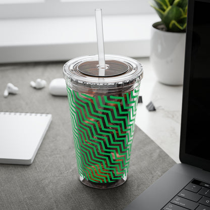 Sunsplash Tumbler with Straw, 16oz- Green