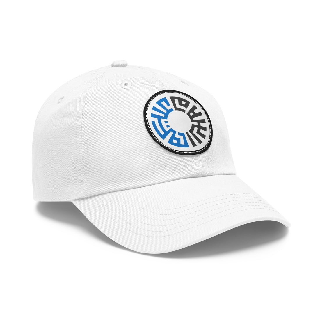 "Salam" Hat with Leather Patch- White