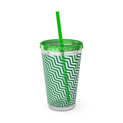 Sunsplash Tumbler with Straw, 16oz- Green