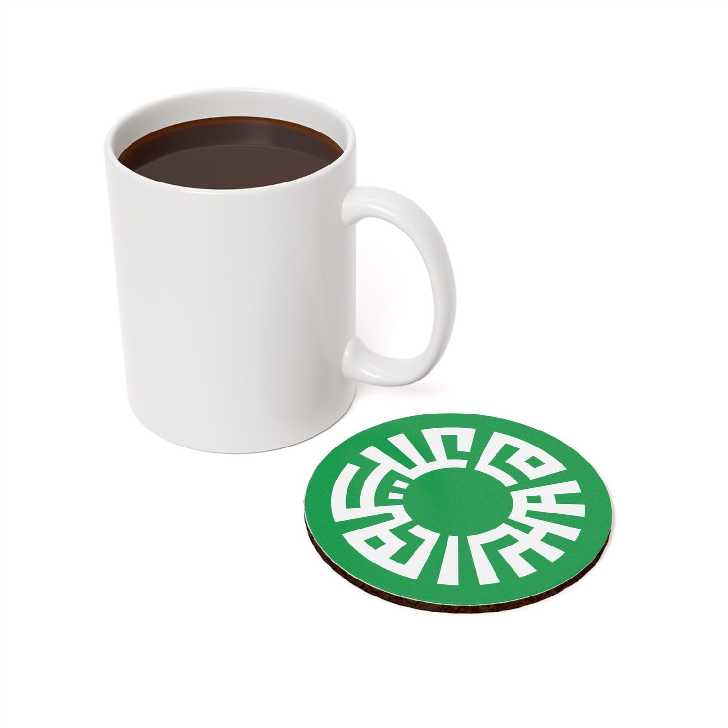 &quot;Salam&quot; Cork Back Coaster- Green