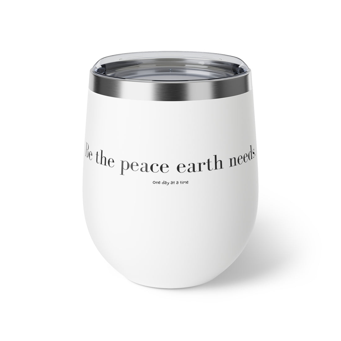 Copper Vacuum Insulated Cup, 12oz- White &quot;Be the Peace Earth Needs&quot;