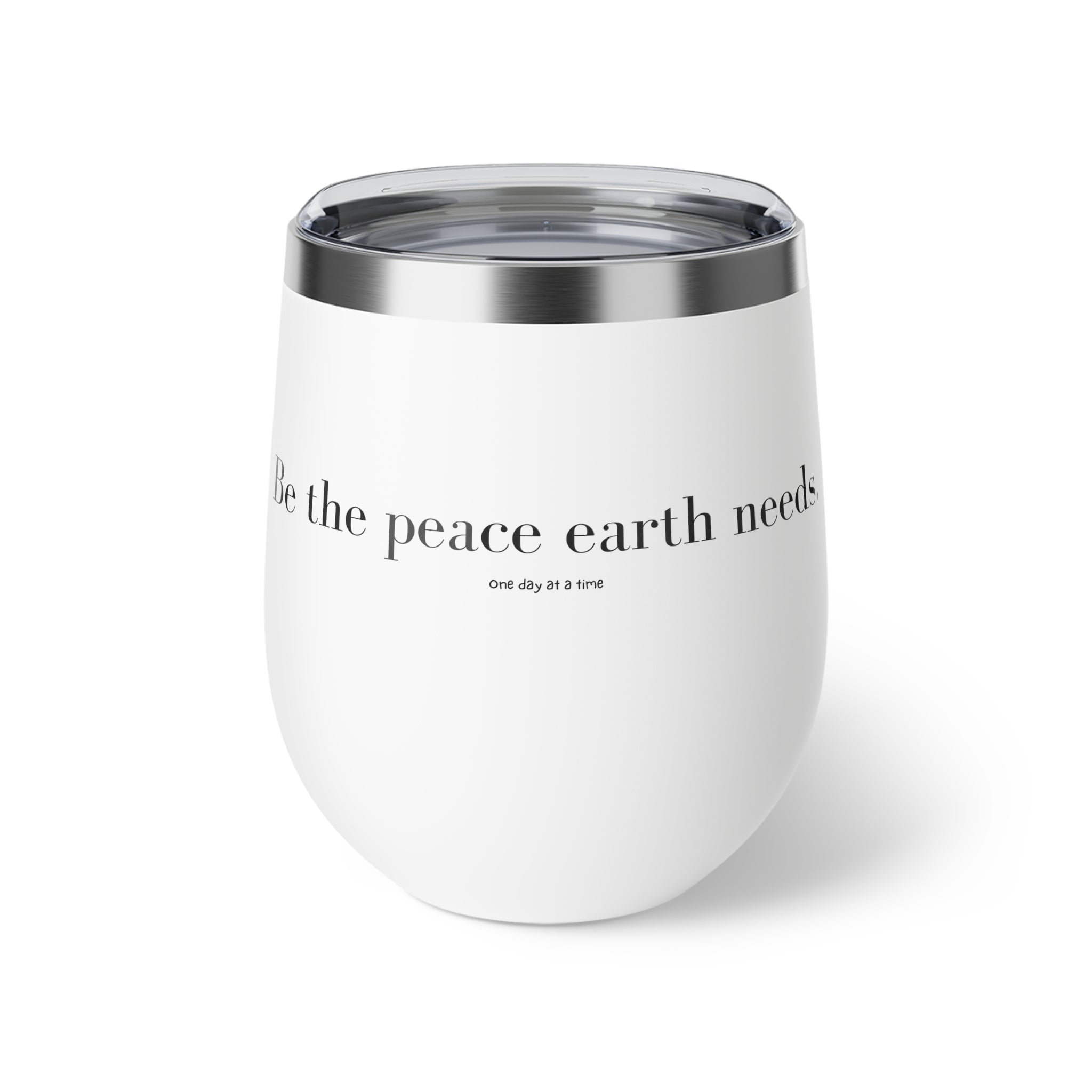Copper Vacuum Insulated Cup, 12oz- White &quot;Be the Peace Earth Needs&quot;