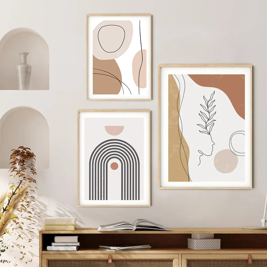 Abstract Geometric Leaves Line Modern Minimalist Posters Canvas Painting Wall Art Print Pictures Living Room Interior Home Decor