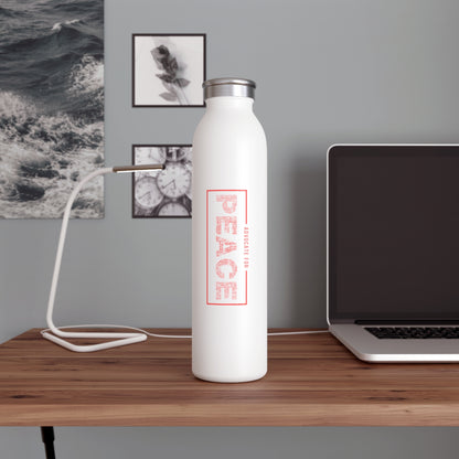 Slim Water Bottle &quot;Advocate for Peace&quot;, White