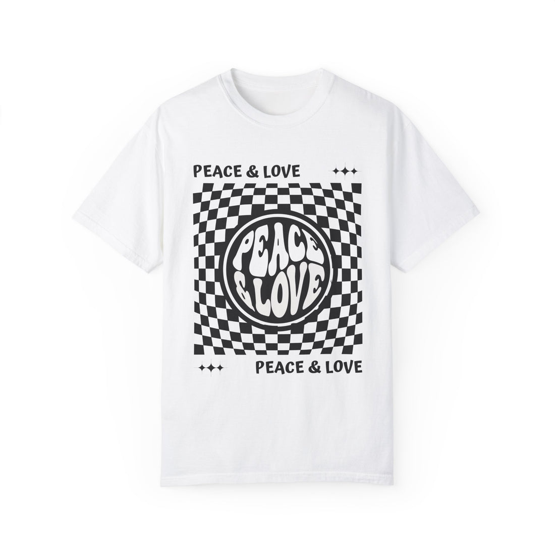 "Peace & Love" Garment-Dyed T-shirt Black/white