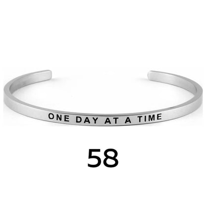 Women Stainless Steel Bangle Inspirational Bracelets Custom Mantra Cuff Band Jewelry Gift for Women
