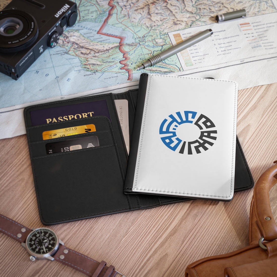 "Salam" Passport Cover Blue/Grey w/ RFID Blocking