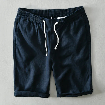 Pure Linen Shorts Men 2024 Summer New Fashion Solid White Loose Holiday Shorts Man Casual Shorts