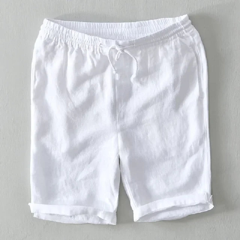Pure Linen Shorts Men 2024 Summer New Fashion Solid White Loose Holiday Shorts Man Casual Shorts