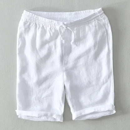 Pure Linen Shorts Men 2024 Summer New Fashion Solid White Loose Holiday Shorts Man Casual Shorts