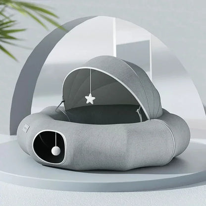 Detachable Cat Tunnel Nest, Pet Cat Toys Interactive, 2 in 1 Donut Tunnel Toys for Cats and Bed for a Cat