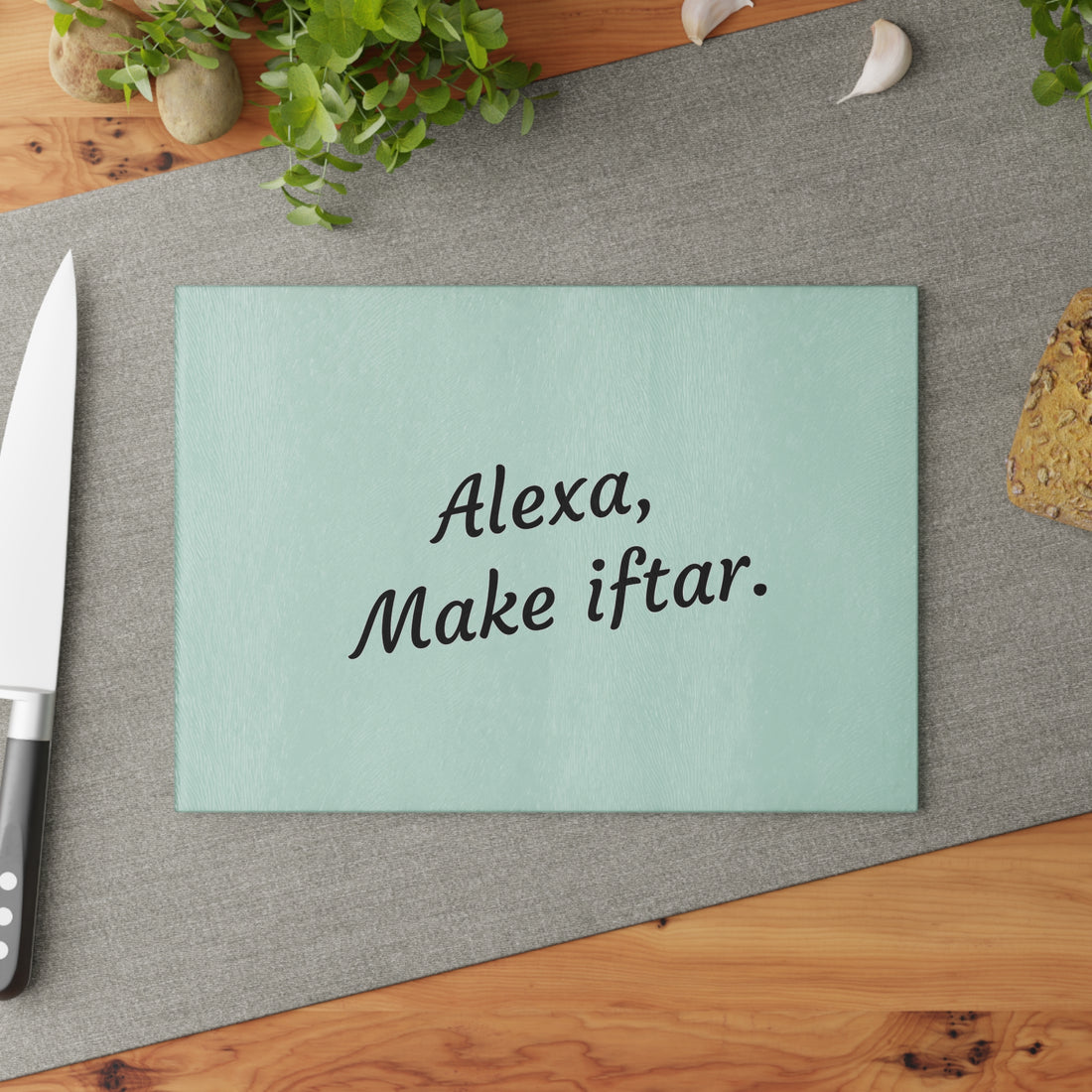 "Alexa, Make Iftar" Glass Cutting Board