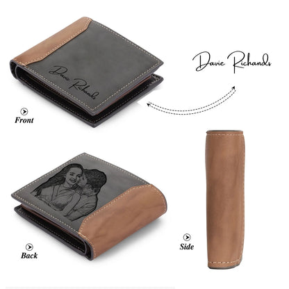 Custom Name Picture Card Holder Wallet Bifold Wallet for Men Gift for Husband Father&
