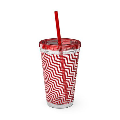 Sunsplash Tumbler with Straw, 16oz- Red