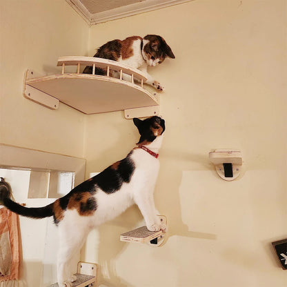 Cat Climbing Shelf Wall Mounted Four Step Stairway with Sisal Scratching Post for Cats Tree Tower Platform Jumping Pet Furniture
